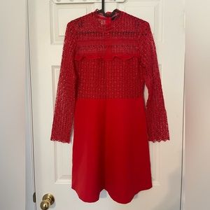 Zara Elegant Lace Red Dress party wedding events